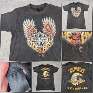 VTG 80s Harley Davidson Motorcycles Mens L Large 3D Emblem‎ Eagle CA T Shirt